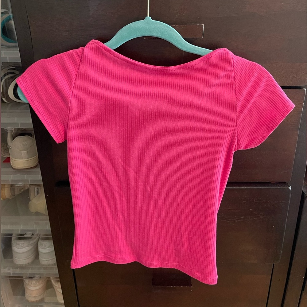 Backless high neck hot pink crop top